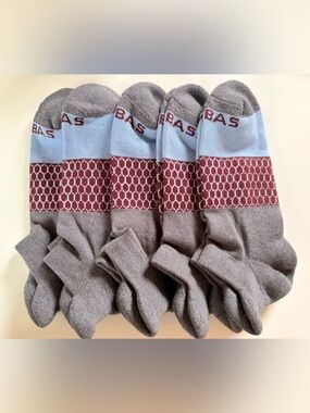 Bombas Men’s 5- Pack Gray & Light Blue Cushioned Ankle Socks Size M